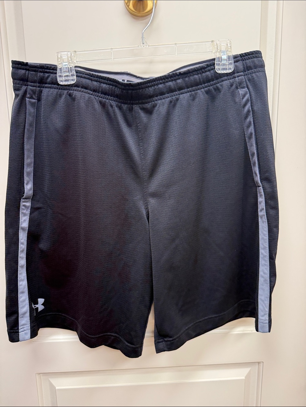 Under Armour Men’s Black Athletic Shorts with Light Gray Side Panels